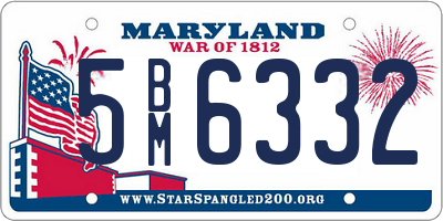 MD license plate 5BM6332