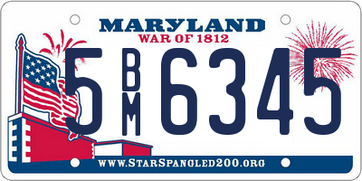 MD license plate 5BM6345