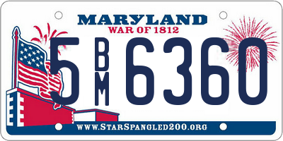 MD license plate 5BM6360