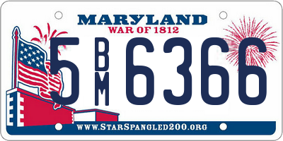 MD license plate 5BM6366