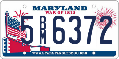 MD license plate 5BM6372