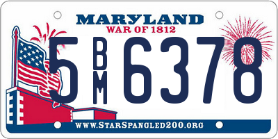 MD license plate 5BM6378