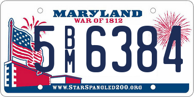 MD license plate 5BM6384