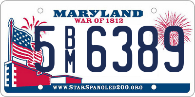 MD license plate 5BM6389