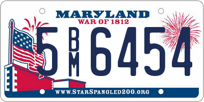 MD license plate 5BM6454