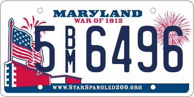 MD license plate 5BM6496