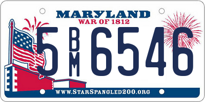 MD license plate 5BM6546