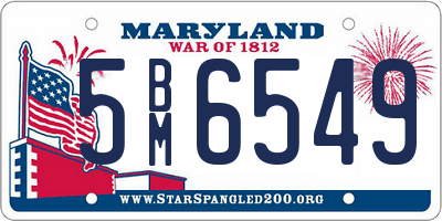 MD license plate 5BM6549