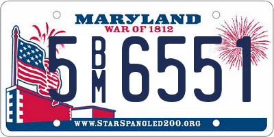MD license plate 5BM6551