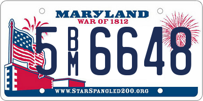 MD license plate 5BM6648