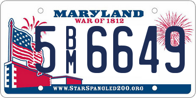 MD license plate 5BM6649