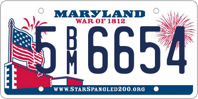 MD license plate 5BM6654