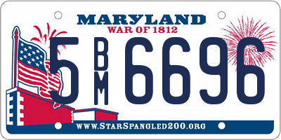 MD license plate 5BM6696