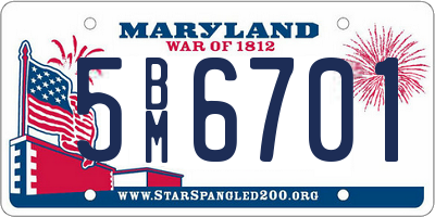 MD license plate 5BM6701