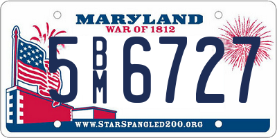 MD license plate 5BM6727