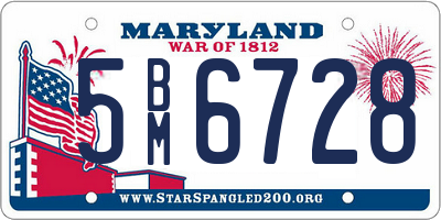 MD license plate 5BM6728
