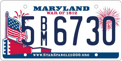 MD license plate 5BM6730