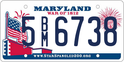 MD license plate 5BM6738