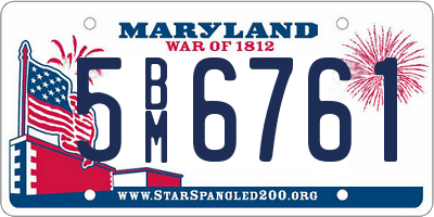 MD license plate 5BM6761