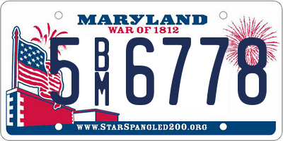 MD license plate 5BM6778