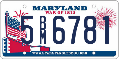 MD license plate 5BM6781