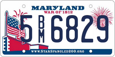 MD license plate 5BM6829