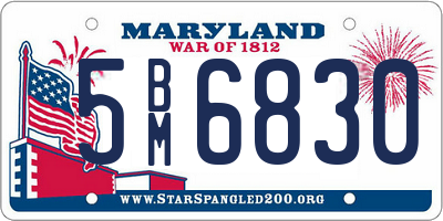 MD license plate 5BM6830