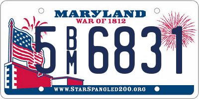 MD license plate 5BM6831