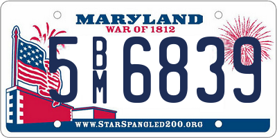 MD license plate 5BM6839