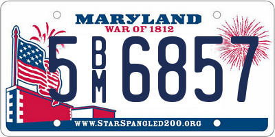 MD license plate 5BM6857
