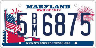 MD license plate 5BM6875