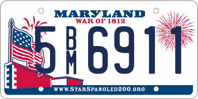 MD license plate 5BM6911