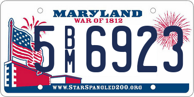 MD license plate 5BM6923