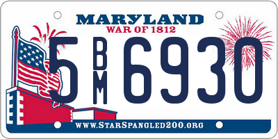 MD license plate 5BM6930