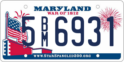 MD license plate 5BM6931