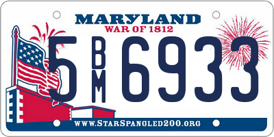 MD license plate 5BM6933