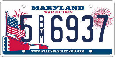 MD license plate 5BM6937