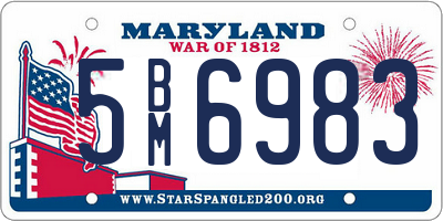 MD license plate 5BM6983