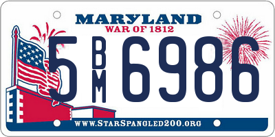MD license plate 5BM6986