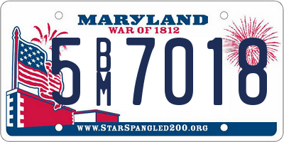 MD license plate 5BM7018