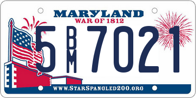 MD license plate 5BM7021