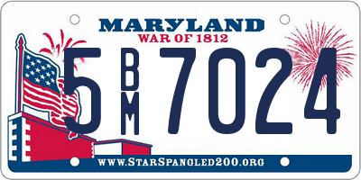 MD license plate 5BM7024