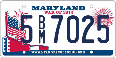 MD license plate 5BM7025