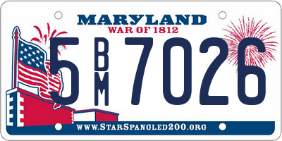 MD license plate 5BM7026