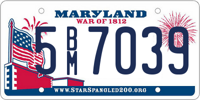 MD license plate 5BM7039