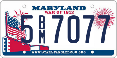 MD license plate 5BM7077