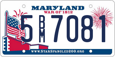 MD license plate 5BM7081