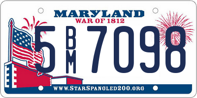 MD license plate 5BM7098