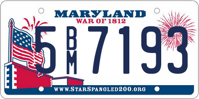 MD license plate 5BM7193