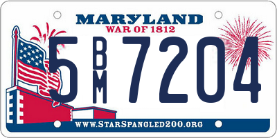 MD license plate 5BM7204